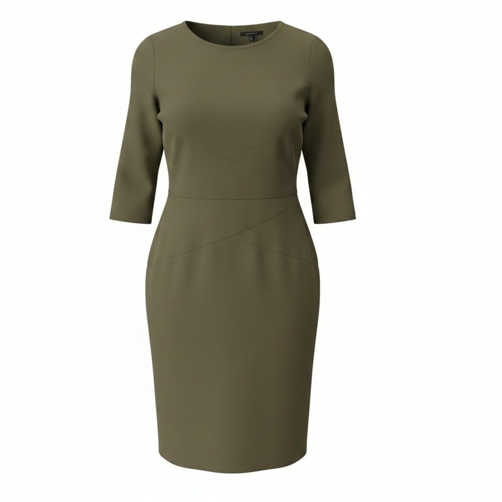 Rephyllis Going Out Olive Green Fitted Bodycon 3/4 Sleeved NWT large